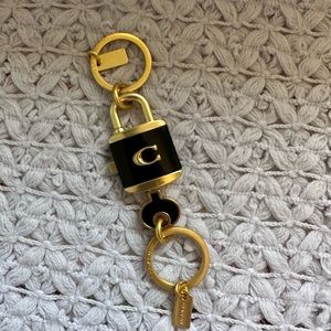 Sweet Authentic Coach Brass Keychain Bag Charm Key Fob. Lock & Key! 🔐